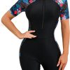 Women Zipper Rash Guard Sleeves Sun Protection Surf Rashguard Boyleg One Piece Sport Swimsuit Padded Bathing Suits