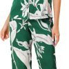 Womens Satin Floral Sleepwear Short Sleeves Button Down Tops with Pants Lounge Pajamas Sets