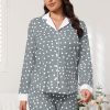 Button Down Pajamas Sets Women Two-Piece Satin Silk Pjs Sets Loungewear Long Sleeve Sleepwear Shorts Nightwear Sets