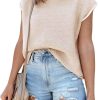 Womens Cap Sleeve Sweater Vest Summer Tops Sleeveless Tank Tops 2024 Trendy Spring Clothes Striped Short Sleeve Shirts