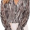 Womens Casual Boho Floral Print V Neck Long Sleeve Blouses Button Down Shirts Dressy Chiffon Loose Ruffle Tops