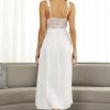 Womens Nightgown Long Sexy Silky V neck Chemise Lace Sleeveless Sleepwear for women Elegant