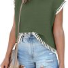 Womens Cap Sleeve Sweater Vest Summer Tops Sleeveless Tank Tops 2024 Trendy Spring Clothes Striped Short Sleeve Shirts