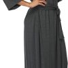 Womens Soft Long Kimono Robes Lightweight Full Length Knit Bathrobe With Pockets Ladies Casual Dressing Gown