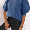 Women's Puff Short Sleeve Sweaters 2024 Fashion Spring Tops Casual Pullover Shirts