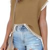 Womens Cap Sleeve Sweater Vest Summer Tops Sleeveless Tank Tops 2024 Trendy Spring Clothes Striped Short Sleeve Shirts