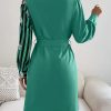 Womens Button Down Shirt Dresses with Belt Button Up Tunics Long Sleeve Blouse Tops
