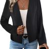 2024 Summer Cropped Collarless Blazer Lightweight Fully Lined Open Front Elegant Petite Work Office Jackets