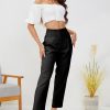 Women's High Waisted Business Trousers Straight Leg Pleated Office Slacks Pants