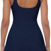 Tennis Dress for Women U Neck Athletic Dress with Built in Shorts and Bra for Sleeveless Side Slit Flare Mini Dresses