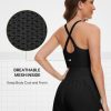 Athletic Romper Workout Onesie for Women, Quick-dry Running Active Romper One Piece Outfits with 2 Side Pockets