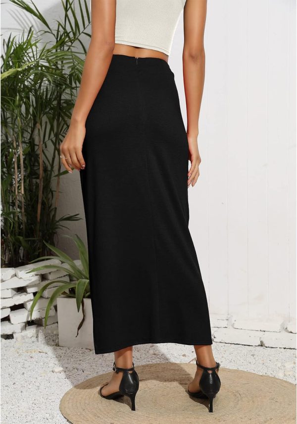 Women’s Maxi Skirt High Waist Wrap Pencil Long Skirts for Women Slim Boho Draped Front Bodycon Dresses