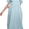 Lace Neckline Cotton Sleepwear For Ladies Womens Round Neck Nightdress