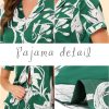 Womens Satin Floral Sleepwear Short Sleeves Button Down Tops with Pants Lounge Pajamas Sets