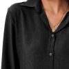 Womens Chiffon Blouses Button-Down Shirts Soft Tops Collared Casual Work Shirt XS-XXL