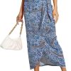 Women’s Maxi Skirt High Waist Wrap Pencil Long Skirts for Women Slim Boho Draped Front Bodycon Dresses
